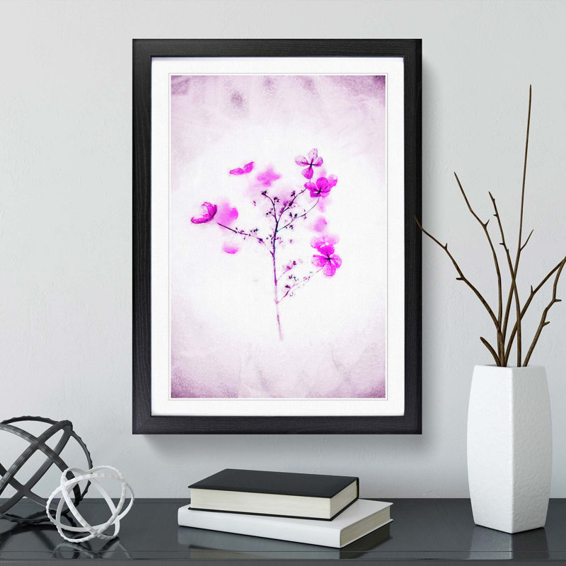 Hydrangeas in Abstract - Framed Print, 76cm H x 50cm W x 2cm D, Black
