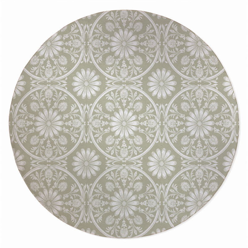Daisy Tile Outdoor Area Rug, Round 5'