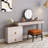 Maurece Solid and Manufactured Wood Glass Top Makeup Vanity with Power Outlet-941805282