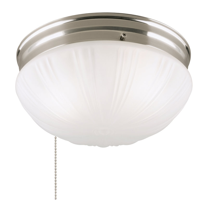 Fiskeville Glass Flush Mount, Brushed Nickel With Pull Chain