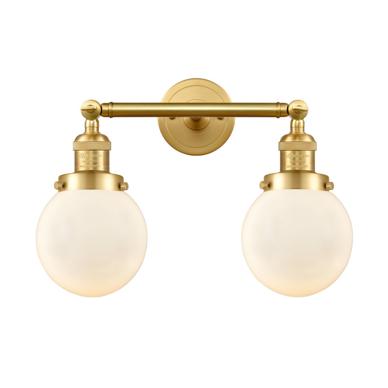 Éclairage de salle de bain à intensité variable 2 lumières Clementina, Ampoule DEL rétro de 3,5 watts, Boîtier blanc mat