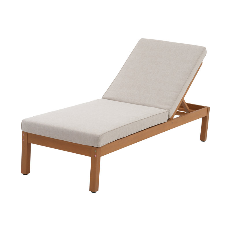 Chaise longue d'extérieur en bois d'eucalyptus massif