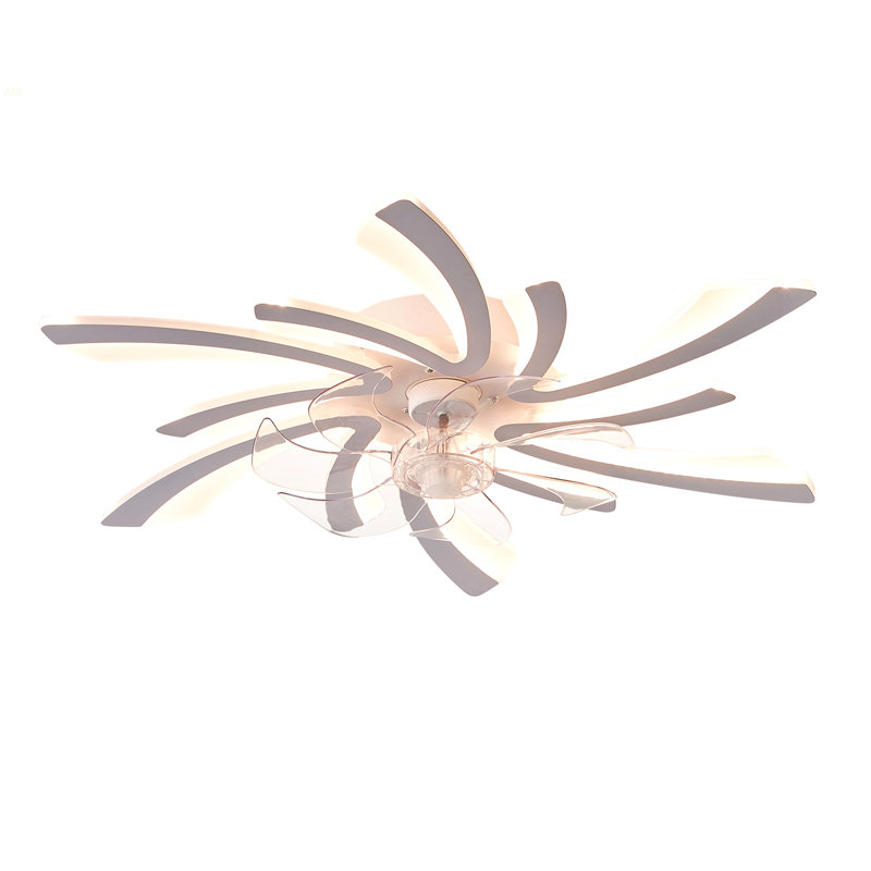 Modern Ceiling Fan With Lights Remote Control, 3 Light Color 6 Speeds,Gold Color Ceiling Fan Lamp For Kitchen Bedroom, Chrome