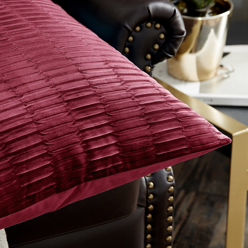 Velvet Pleated Throw Pillow Cover, Garnet