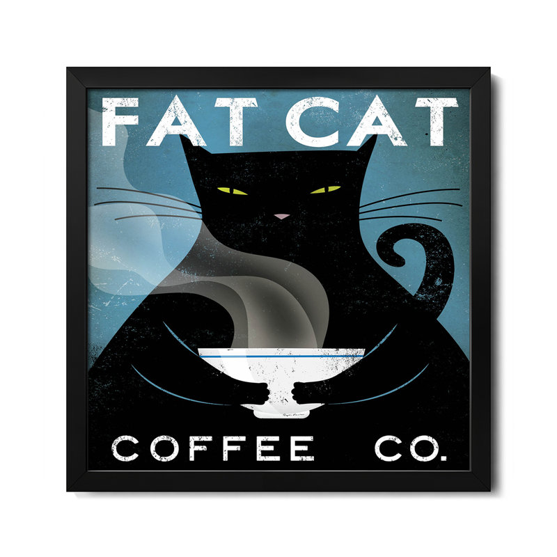 «Fat Cat Coffee Co.», affiche encadrée de qualité supérieure par Ryan Fowler, H 16 po x l 16 po