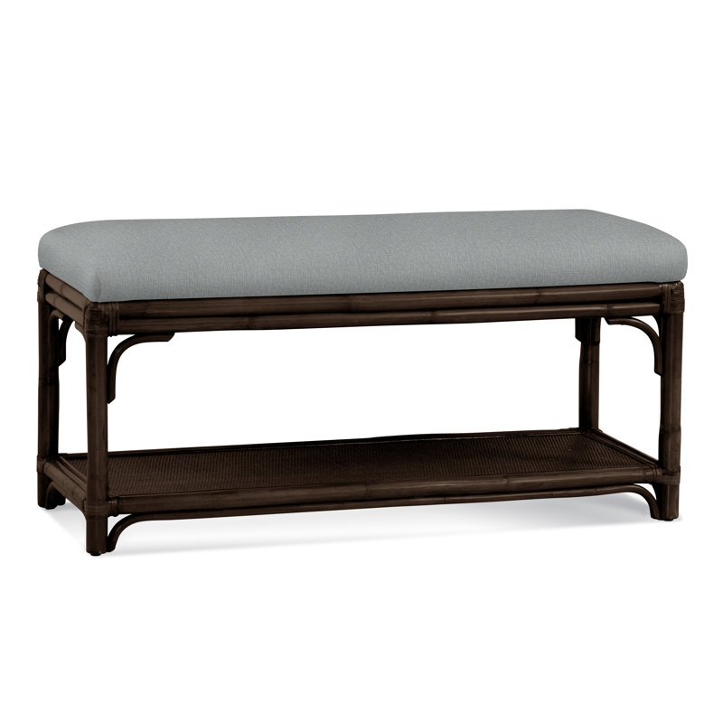 Banc de rangement en osier Summer Retreat, Café, Tissu performance bleu clair 0851-55