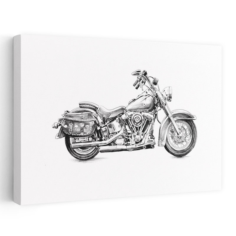 Illustration de moto classique, style rétro vintage, impression d'art mural, H 40 po x l 60 po
