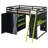 Modern Gaming Loft Bed With Desk, Lighted Pegboard, Storage Bookcase And Wardrobe-714363713