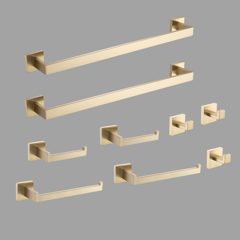 9 - Piece Bathroom Hardware Set, Brushed Gold