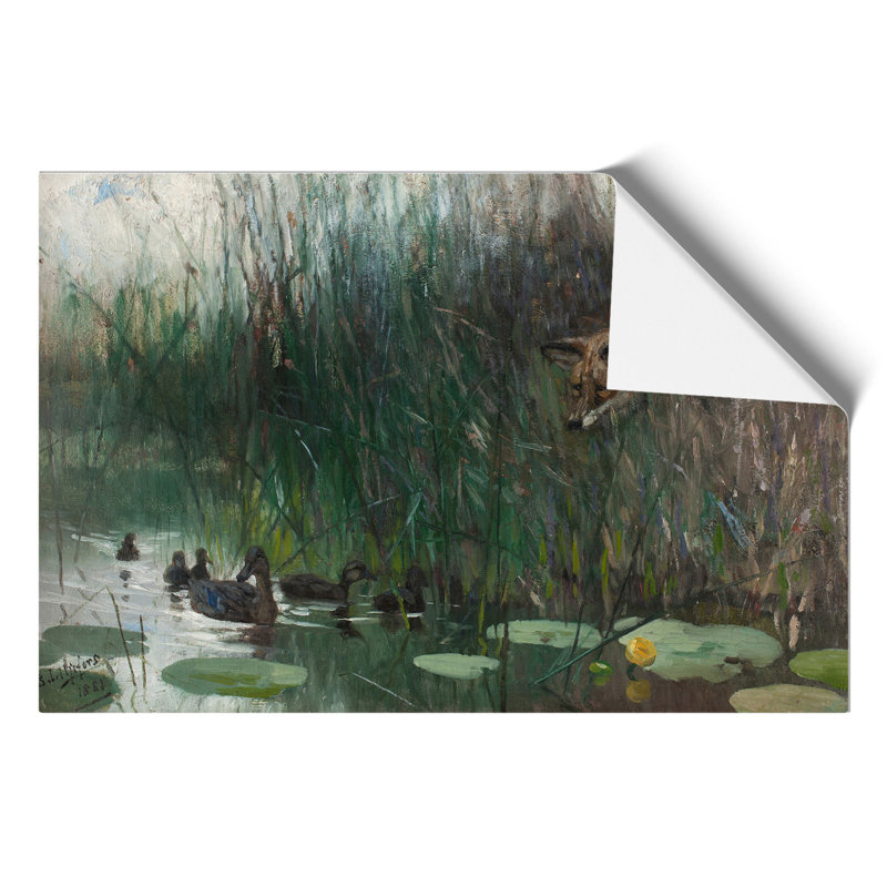 Fox Stalking Ducks by Bruno Liljefors - Frameless Print, 21cm H x 30cm W x 0.1cm D