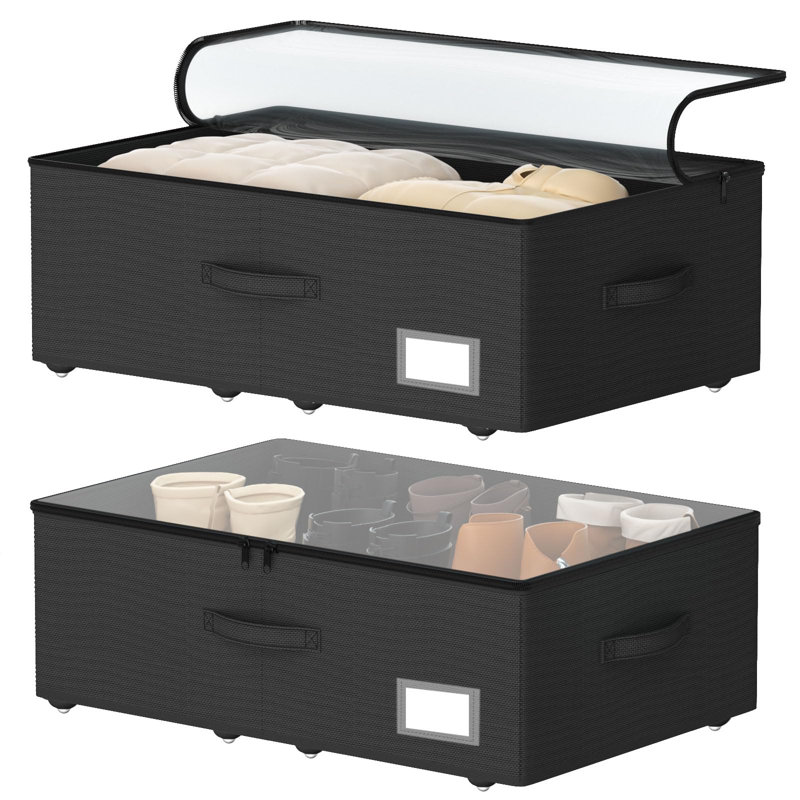 Underbed Storage Bins With Wheels, No Assemble Required 10 Inches Height Large Capacity Rolling Underbed Shoe Storage Containers,Dorm Underbed Storage Drawers