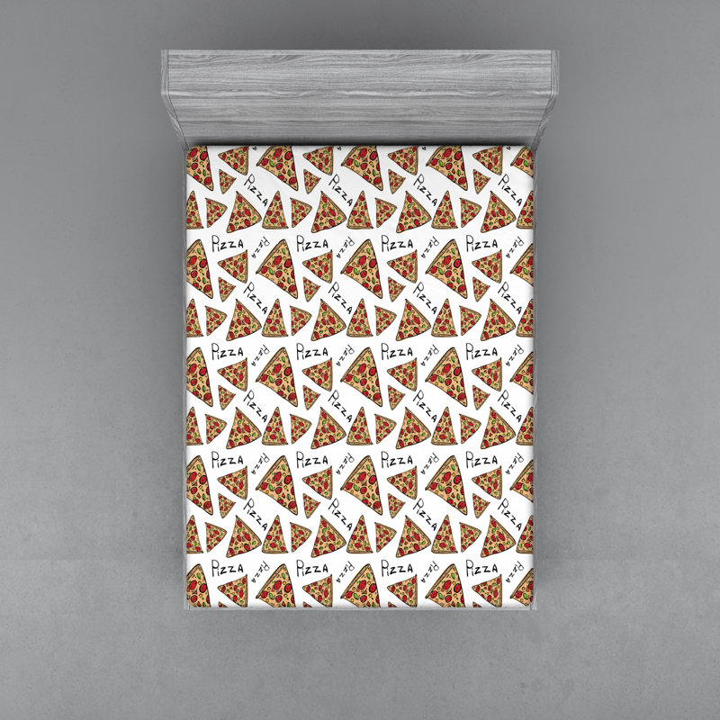 Pizza Microfibre Jersey Knit Fitted Sheet, European Double (140 x 200cm)