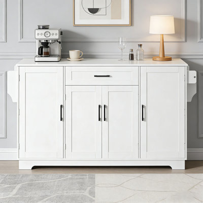54.3" Sideboard Buffet Cabinet with Storage, 4 Doors & 1 Drawer, Melamine MDF Kitchen Storage with Adjustable Shelves