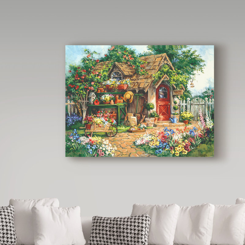 « jardiners-refuge », reproduction de peinture à l’acrylique sur toile tendue, H 24 po x l 32 po x P 2 po