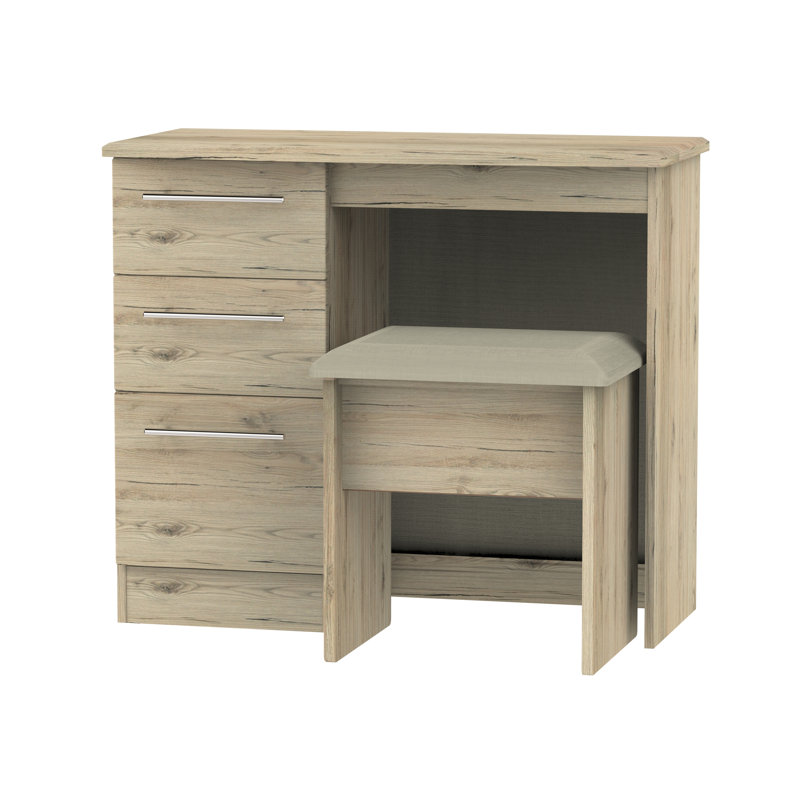 Fully Assembled Levine Dressing Table Set, Light Brown