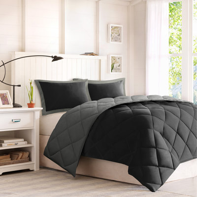 Comforter Set Twin Size, Twin/Twin XL 3M Scotchgard Diamond Quilting Reversible Down Alternative, Soft & Cozy For All-Night Warmth