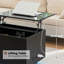 Table basse à plateau relevable avec station de charge et lumière DEL RVB, compartiment caché-772118800