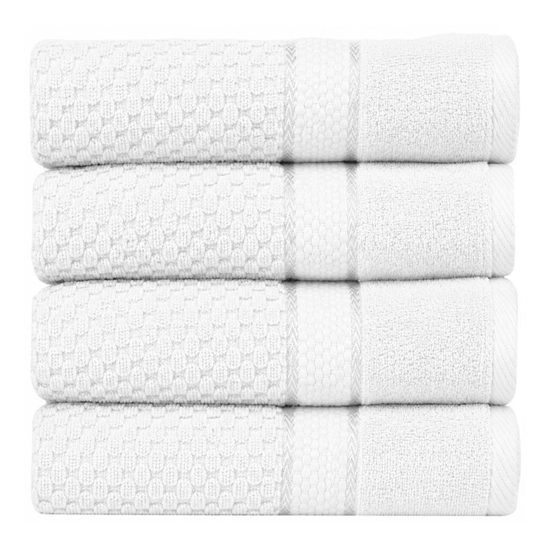 Collection de serviettes essuie-mains texturés 100% coton Hode, Essuie-mains ‑ emballage de quatre, Blanc
