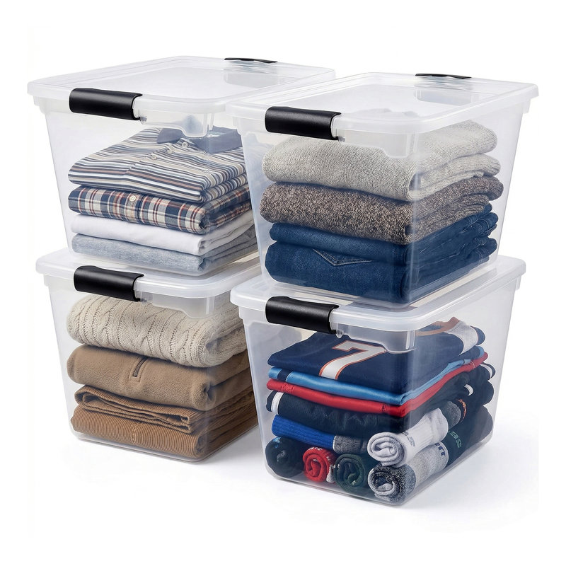 Ensemble de bacs de rangement en plastique, Gris