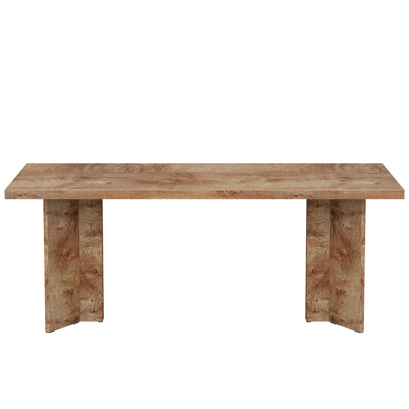 Table de salle à manger de style campagnard 63 po pour 4 à 6 personnes - Table de cuisine rectangulaire rustique en bois avec plateau épais (table unique, sans chaise)