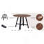 Table de salle à manger et table basse moderne et minimaliste moderne. Plateau de table en panneau de fibres à densité moyenne de 42 pouces de diamètre, plateau de table en grain de bois profond, pieds en métal noir, convient à la maison et au burea