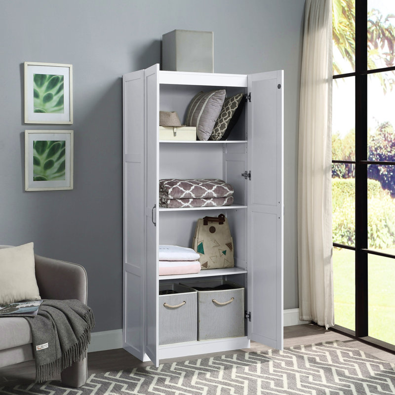 Armoire de rangement 30 po pour chambre à coucher (4 tablettes), Blanc