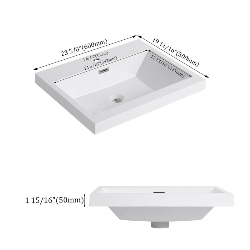 24" Bathroom  Resin Sink