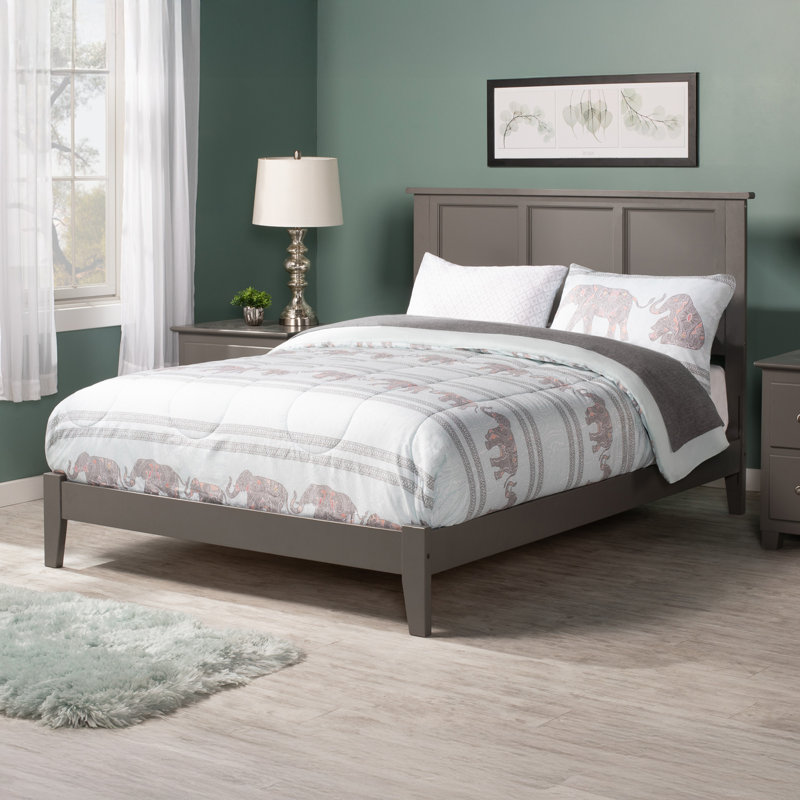 Madison Low Profile Solid Wood Platform Bed, Full, White