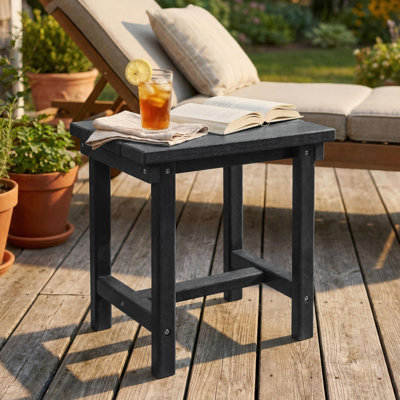  Outdoor All Weather Patio HDPE Side Table, Little Stool