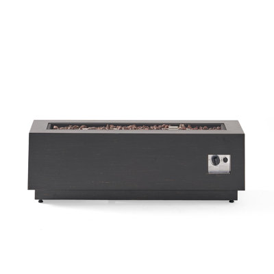 40" Outdoor 50,000 BTU Rectangular Iron Propane Fire Pit, Dark Grey (Tank Cover Not Included)