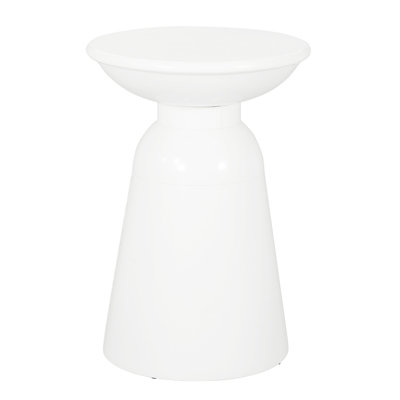 Large Outdoor Metal Side Table With Modern Edge, White Iron, 15.44"x15.44"x20.71", No Assembly End - Large, Design, White, 15x15x20.71, ,