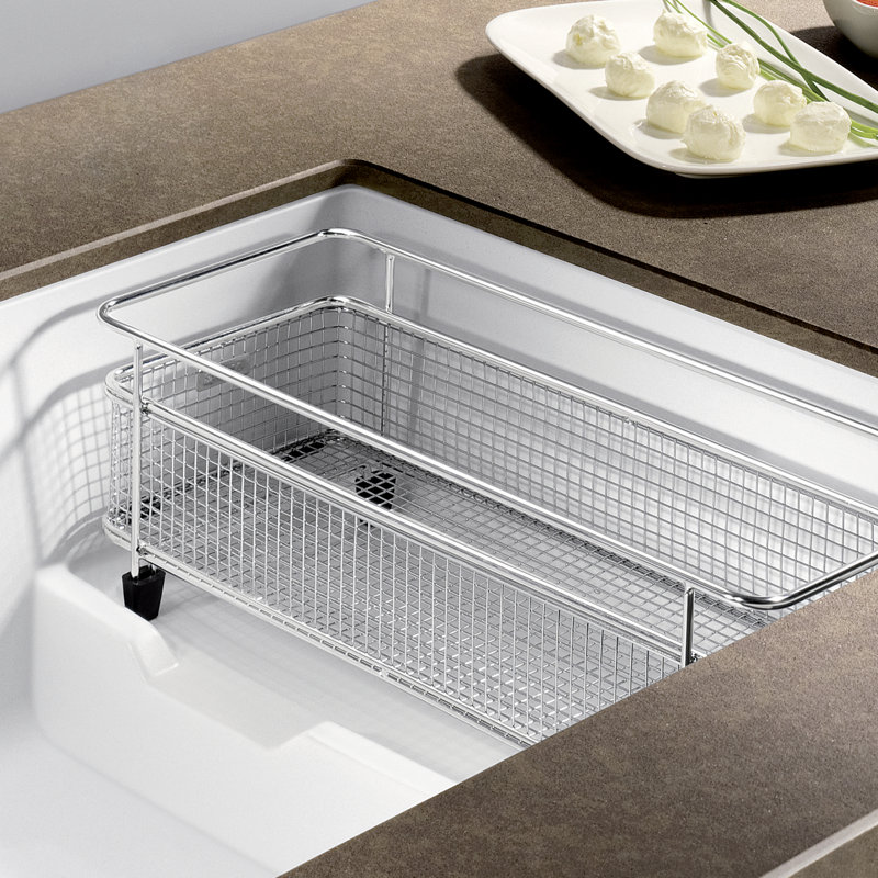 Precis Cascade SILGRANIT 29" Single Bowl Undermount Kitchen Sink with Colander - White, White