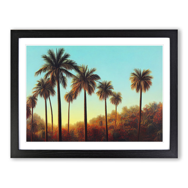 Inspiring Palm Trees - Single Picture Frame Print, 46cm H x 64cm W x 2cm D, Black