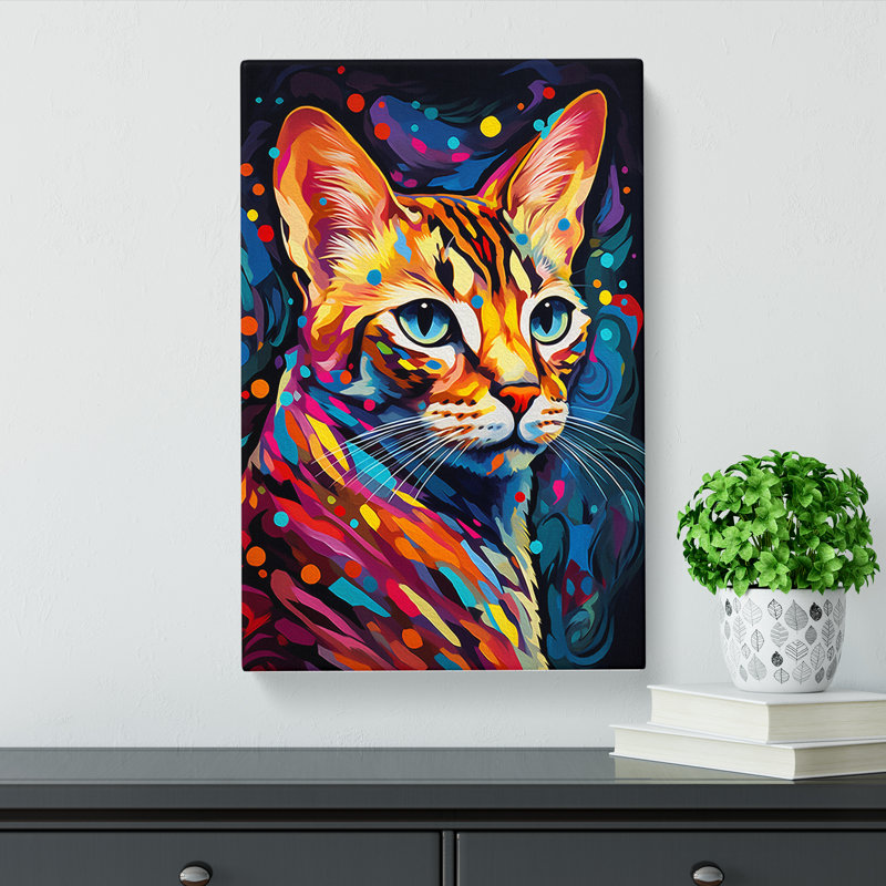 Bengal Cat Orphism Art No.2 - Wrapped Canvas, 50cm H x 35cm W x 3cm D