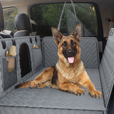 Waterproof Dog Car Hammock Dog Car Seat Cover For Back Seat - Waterproof Hammock With Hard Bottom, Mesh Window, Scratch-Resistant 600D Oxford, Supports 400 Lbs Hard Bottom Dog Bed For Car