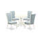 L'ensemble de mobilier de salle à manger 5 pièces comprend une table de cuisine ronde avec piédestal et 4 chaises de salle à manger Parson en tissu bleu bébé, lin blanc-659802594-659802617-659802622