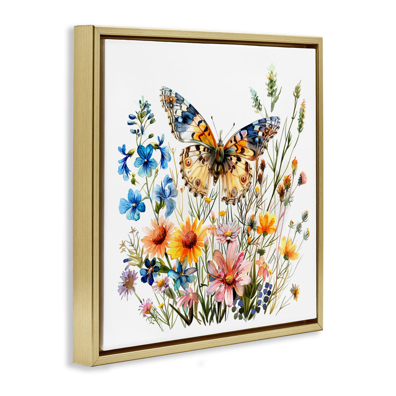  Art mural sur toile flottante Spring Butterfly Garden par LSR Design Studio, H 18 po x l 18 po