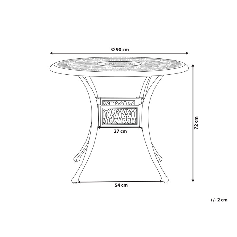 Helland Round Metal Outdoor Dining Table , 90cm cm W 90cm cm D, Black, Black