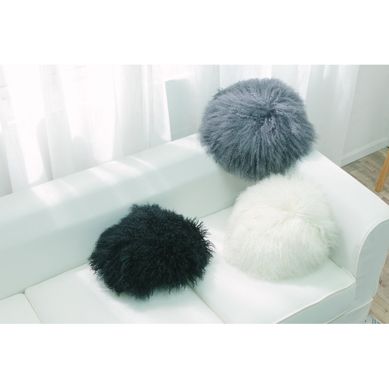 Mongolian Round Pillow Cover & Insert, Black, No Fill
