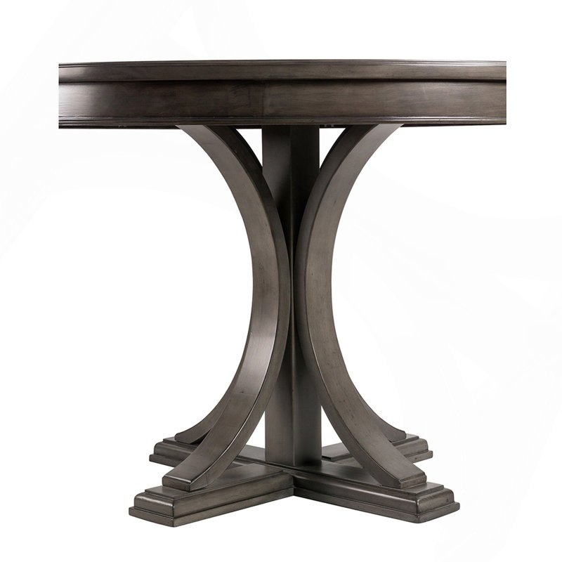 Table de salle à manger ronde 44 po, finition classique en bois massif pour salle à manger, gris, Gris