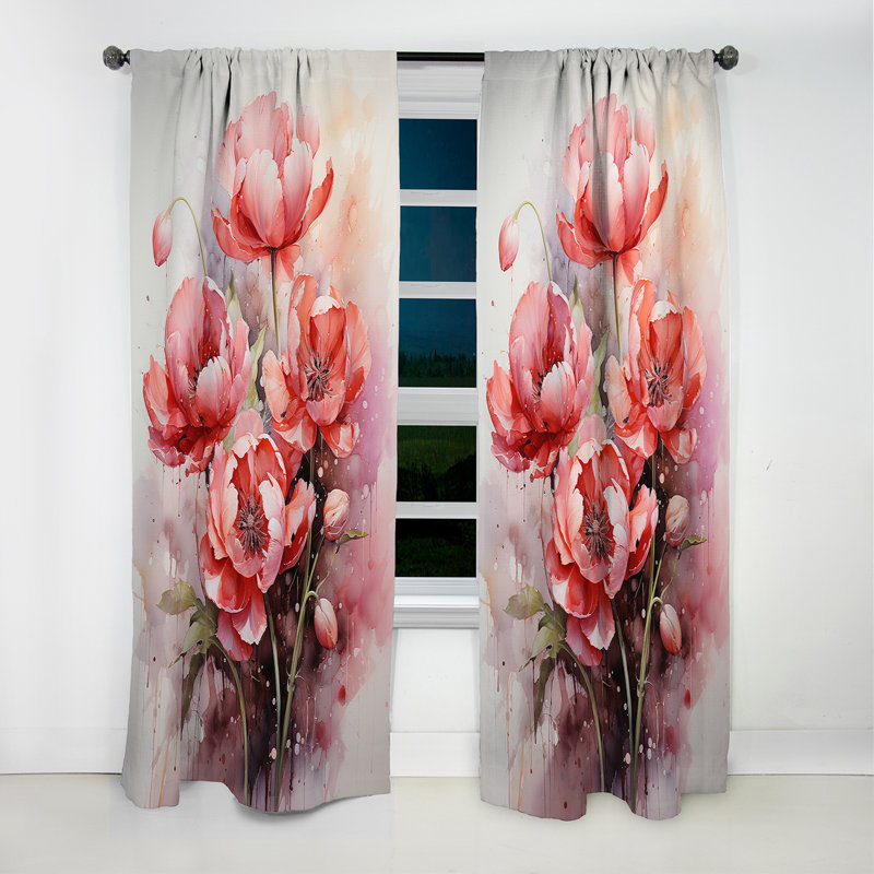 Harcourt - Rideau occultant floral tulipes - 1 panneau, L 52 po x L 90 po