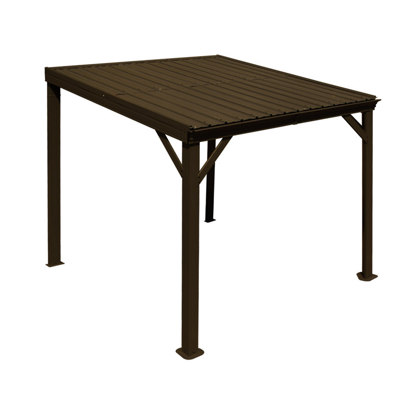 Abri et abri de jardin en acier durable avec cadre, design brun moderne pour la cour