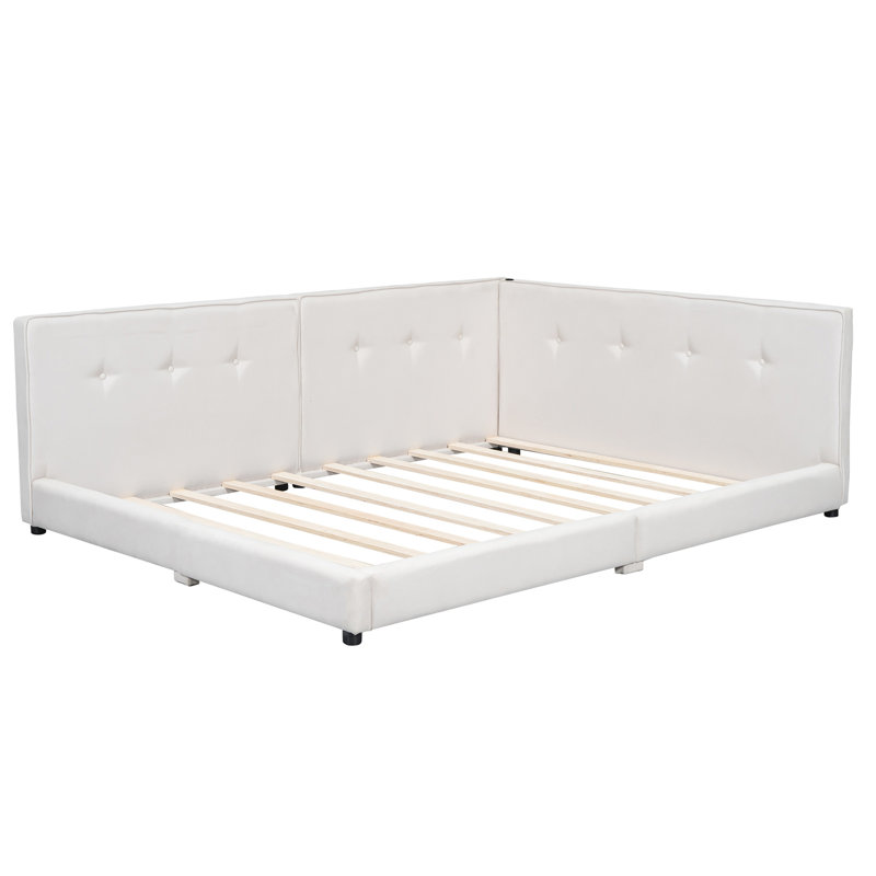 Lit plateforme tapissier grand avec ports USB, Grand