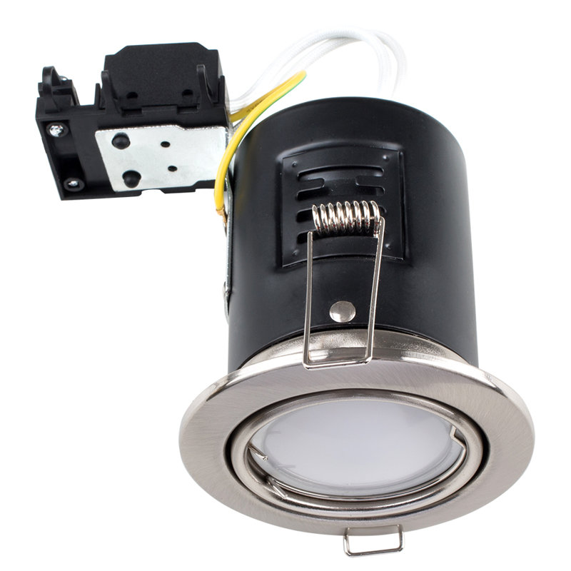 Fire Rated Cool Tiltable Retrofit Downlight, Brushed Chrome, 6500K