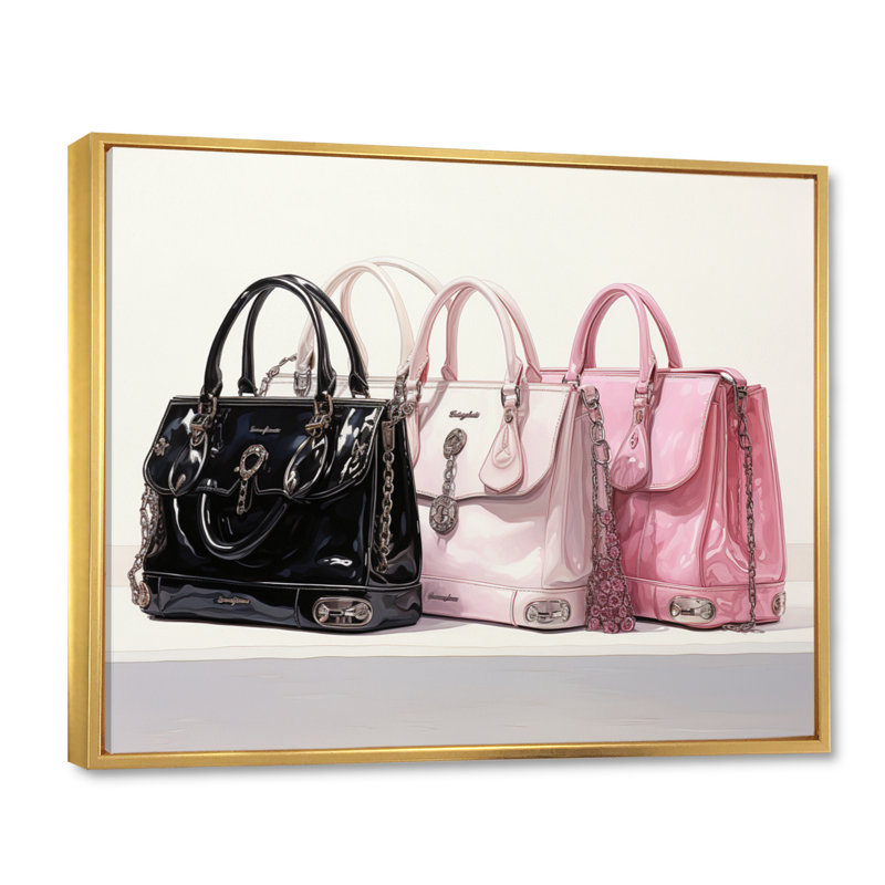 «All I Need Is My Designer Bag I», H 12 po x l 20 po x P 1 po, Cadre flottant doré