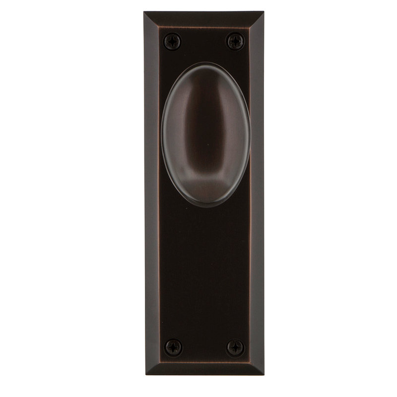 New York Plate with Homestead Door Knob, Timeless Bronze, 2-3/8”