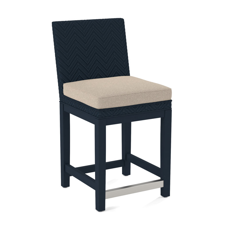 Upholstered Stool, Eggshell Crypton Performance; 0884-93, Navy Finish