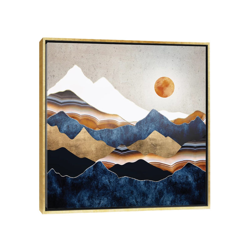 Amber Sun - impression d'art graphique, Toile encadrée d'or, Aucun mat, H 26 po x l 26 po x P 1,5 po