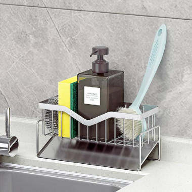 Kitchen Sink Caddy Organiser with Pump Liquid Soap Dispenser Sponge Brush  Holder