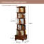 Bibliothèque de bureau pivotante à 360 ° avec roulettes, bibliothèque verticale à 6 niveaux pour petits espaces, noyer